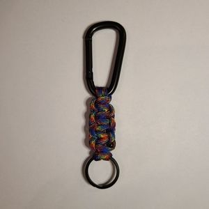 Paracord Carabiner Keychain (Dark Rainbow)